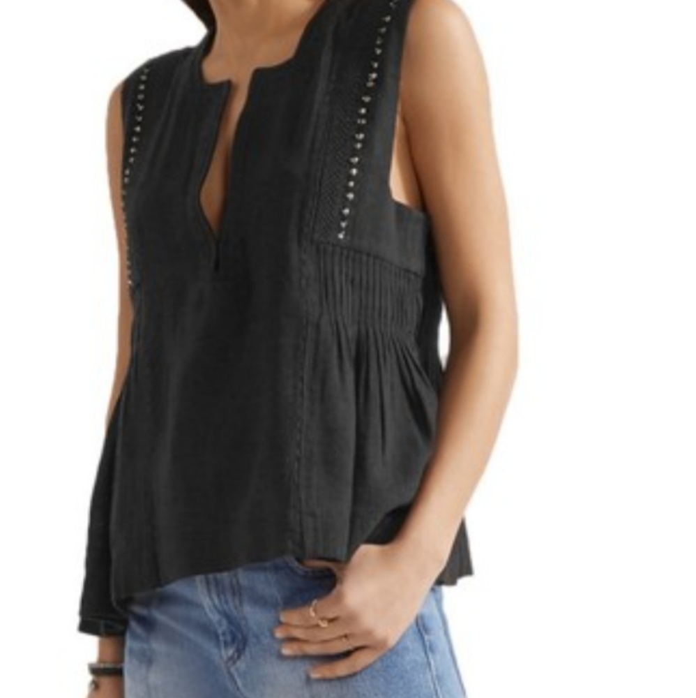Isabel Marant Etoile Adonis Sleeveless Studded Jersey Top, Black